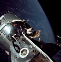 Astronaut exposed to the raw space radiation environment on Apollo 8.  [Credit: NASA]