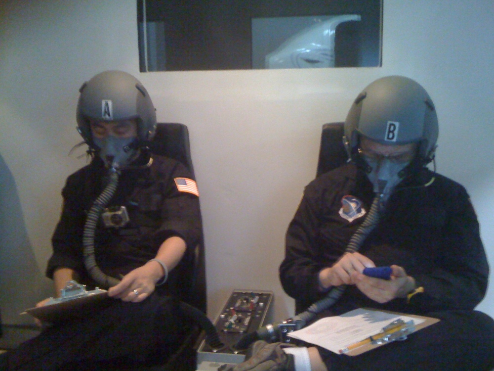 Private, professional scientists preparing for hypobaric chamber astronaut training.  (Credit: Ben McGee)