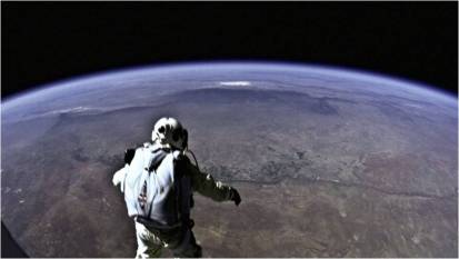 Should this be considered space exploration?  "Pilot Felix Baumgartner jumps out from the capsule during the final manned flight for Red Bull Stratos in Roswell, New Mexico, USA on October 14, 2012." (Credit: Red Bull Stratos)